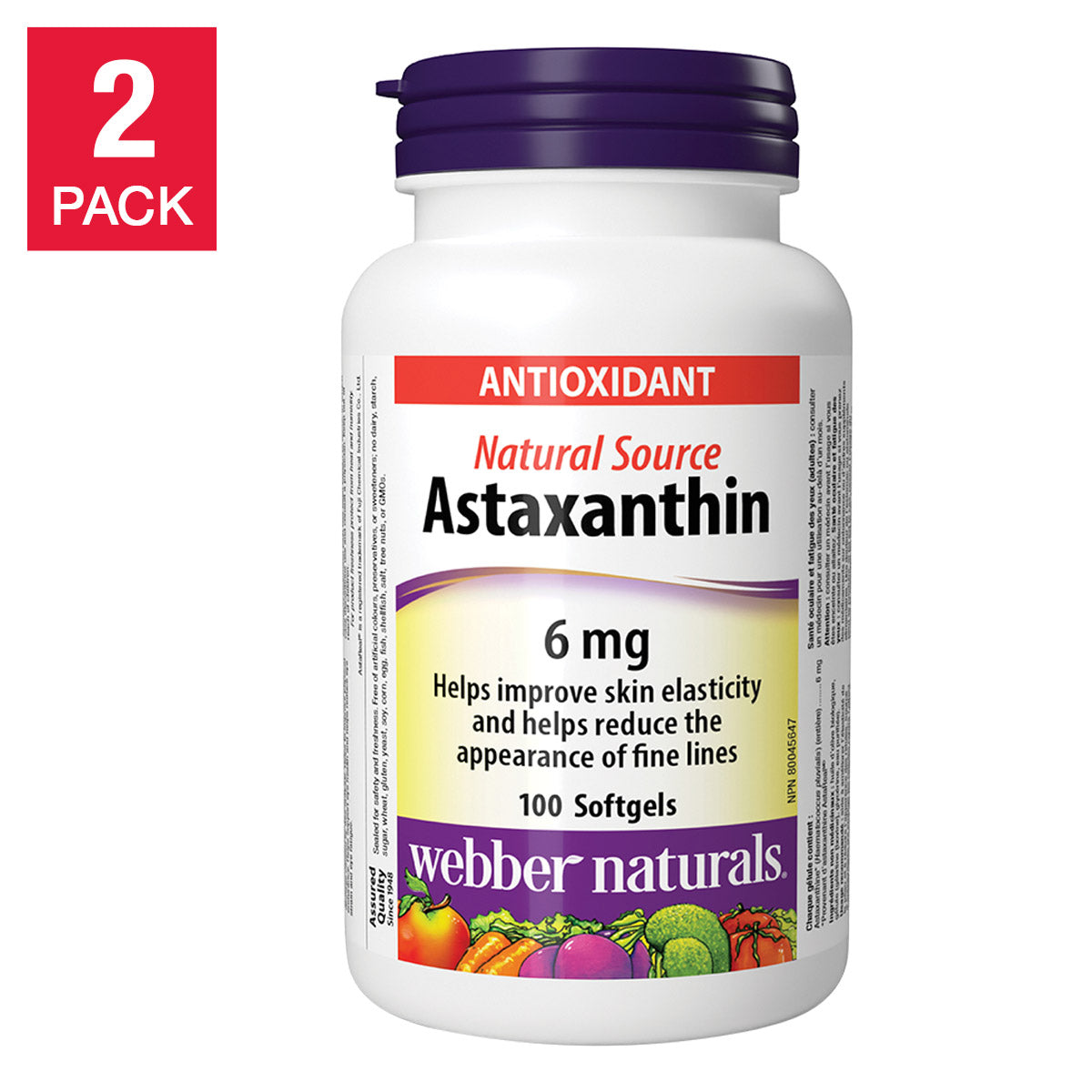 webber naturals Astaxanthin 6 mg, 2 x 100 Softgels