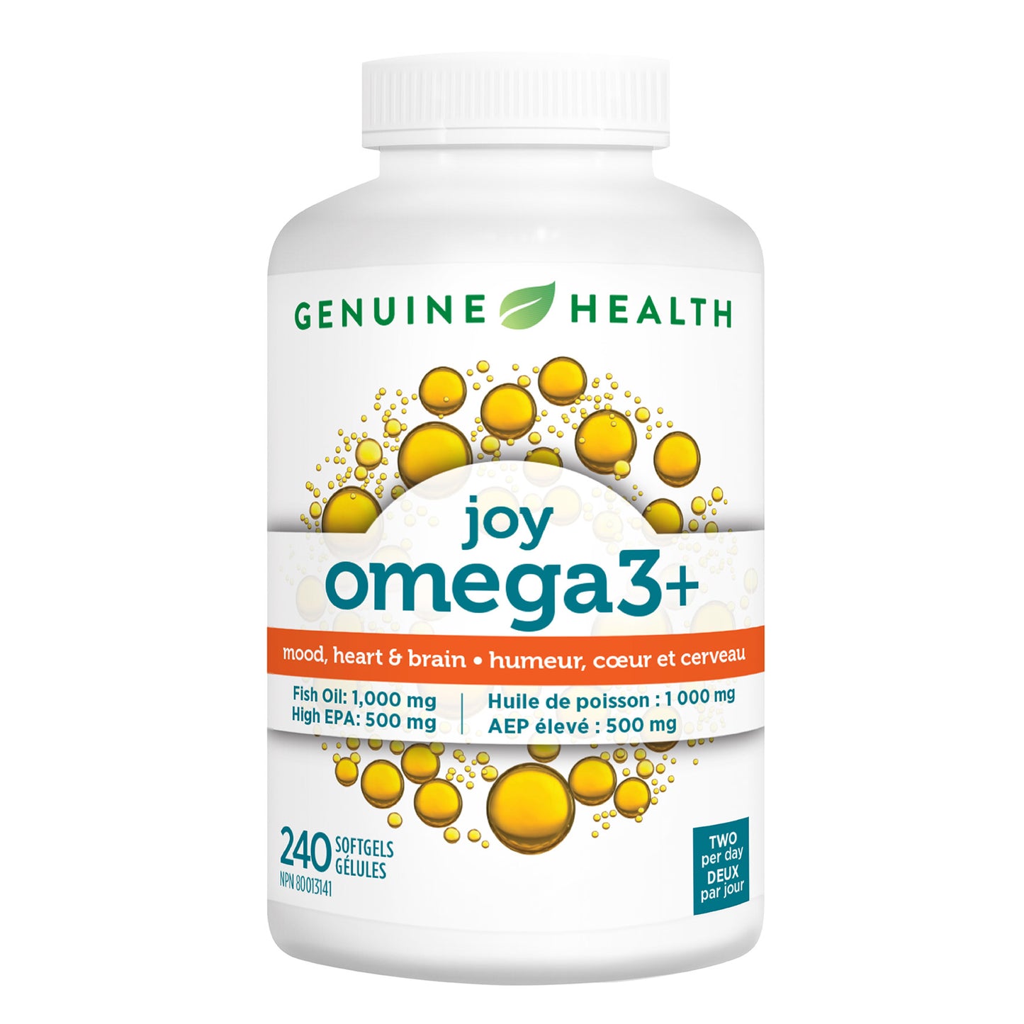 Genuine Health joy 欧米伽3+鱼油补充剂 - 240粒软胶囊