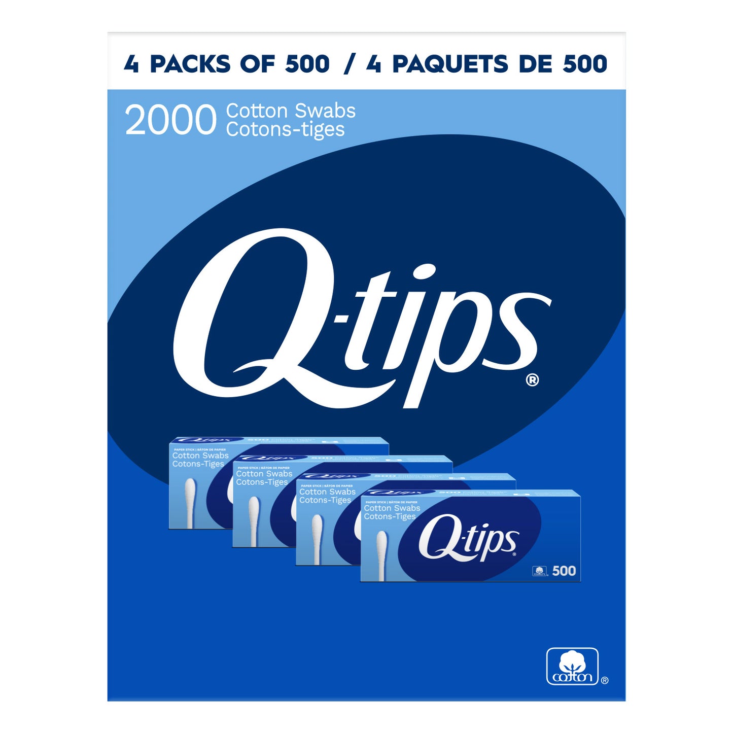 Q-tips 棉签,4 包,每包 500 支