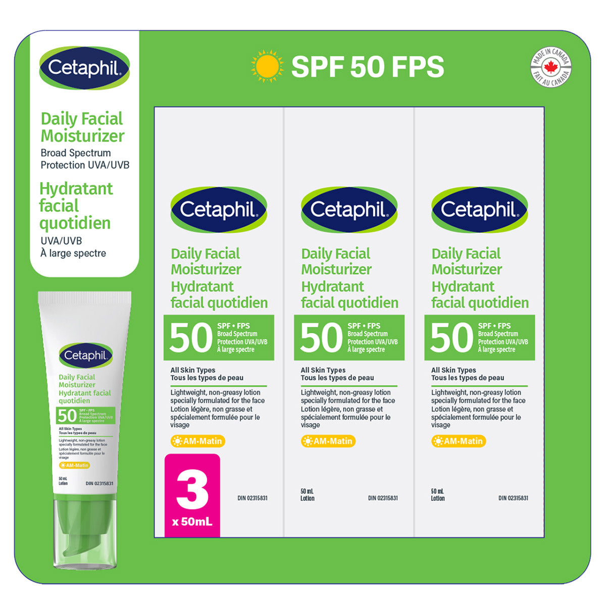 丝塔芙每日面部保湿霜 SPF 50,3 x 50 毫升