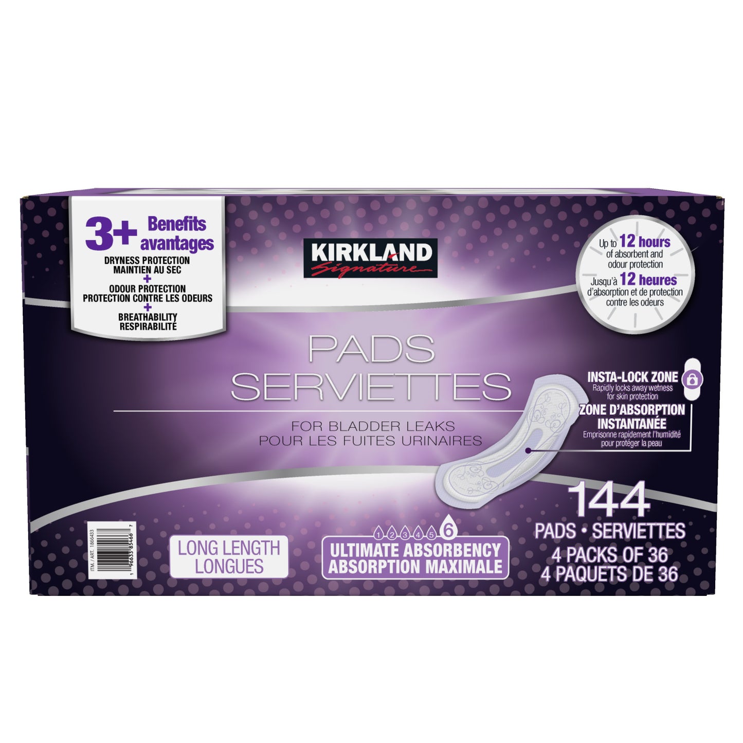 Kirkland Signature 女士卫生巾,4 包,每包 36 片