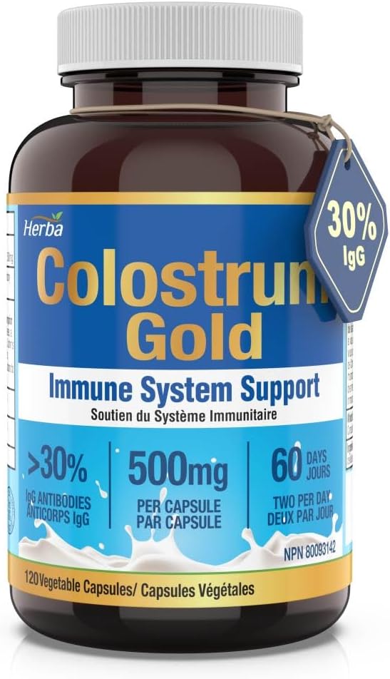 002 Herba Colostrum 500mg - 120 capsules | 30% IgG | Rich in Lactoferrin and Immunoglobulins | Premium Colostrum Capsules | Immune System Support