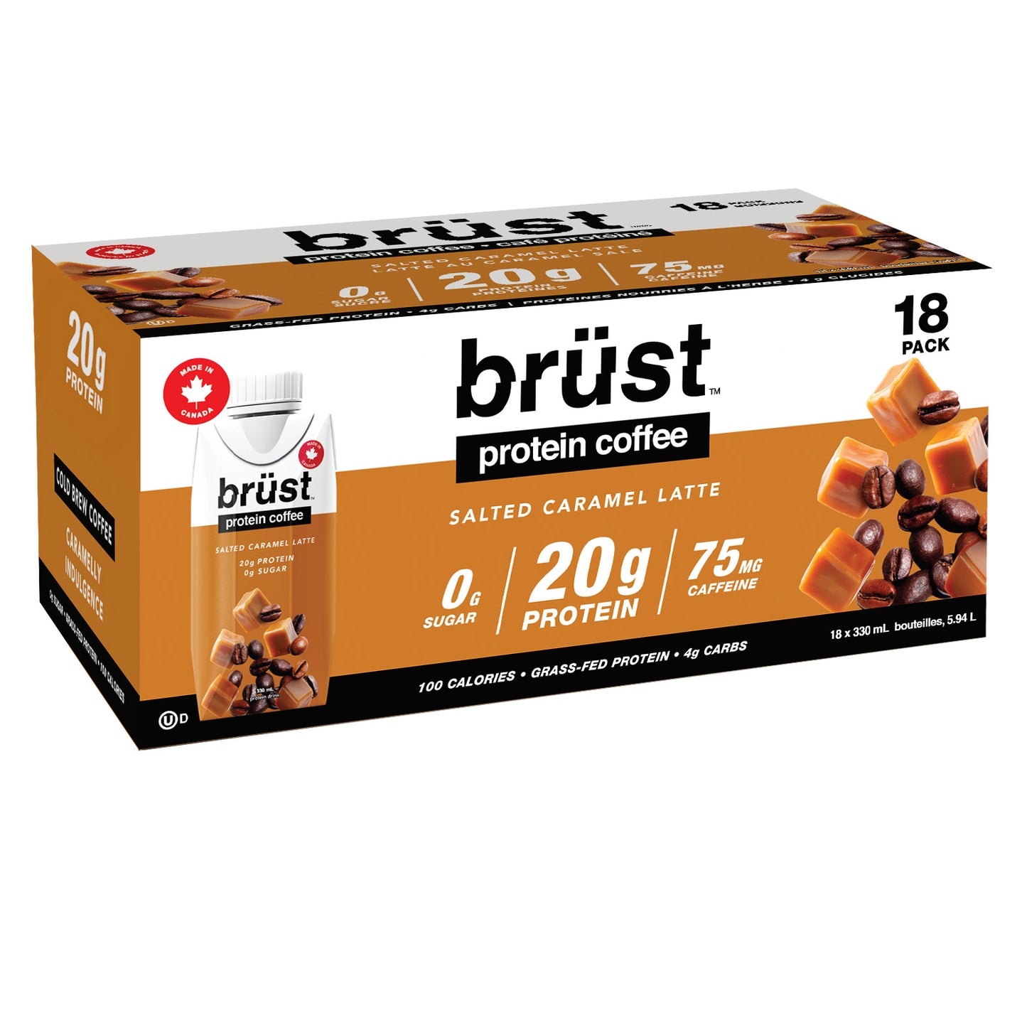 brüst 蛋白咖啡咸焦糖拿铁,18 x 330 毫升