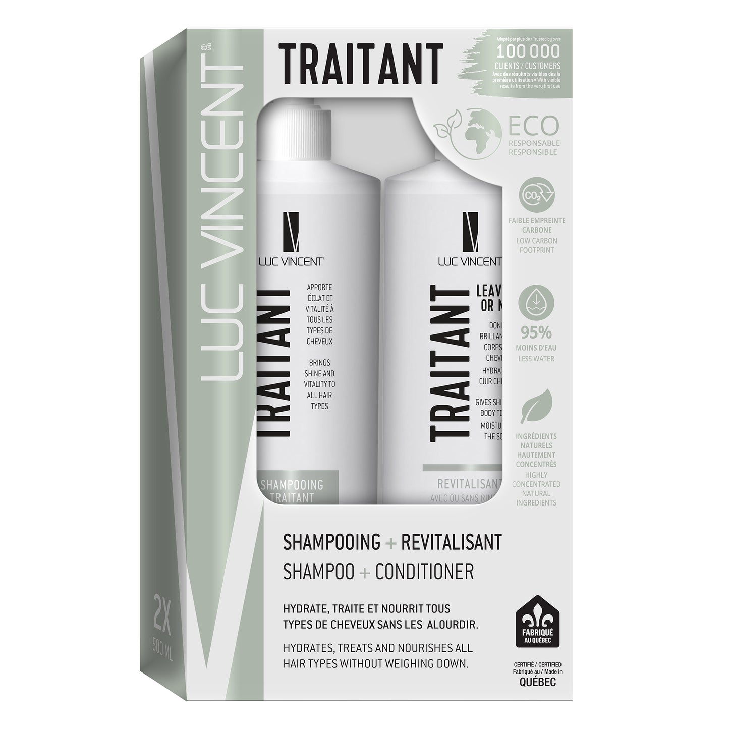 LUC VINCENT Traitant 洗髮精和護髮素,2 x 500 mL