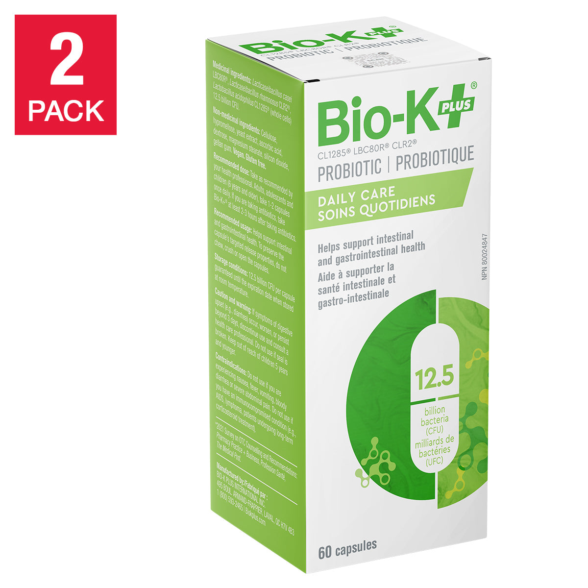Bio-K+ Probiotic Daily Care 12.5 Billion bacteria - 2 x 60 capsules