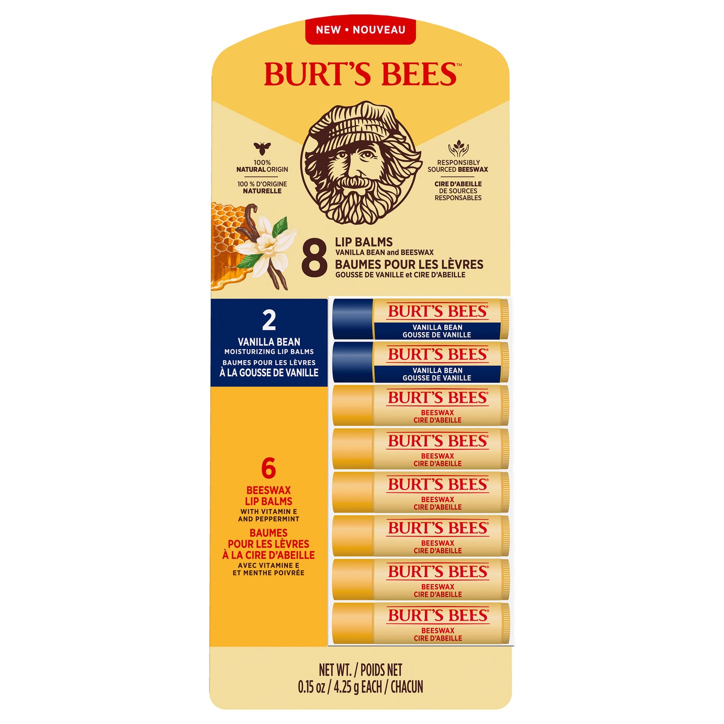 Burt's Bees 100% 天然保湿润唇膏,8 支装
