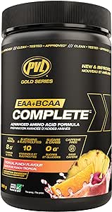 002 PVL EAA + BCAA Complete | Before, During or After Workout – EAA/BCAA + L-Arginine, Amino Acid Supplement – Helps Build Muscle, Protein Synthesis – Keto Friendly – 369g (30 Servings) – Tropical Punch