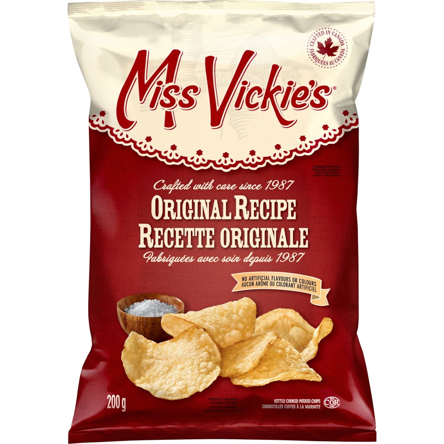 Miss Vickie's Original Recipe Kettle Cooked Potato Chips, 200 g.