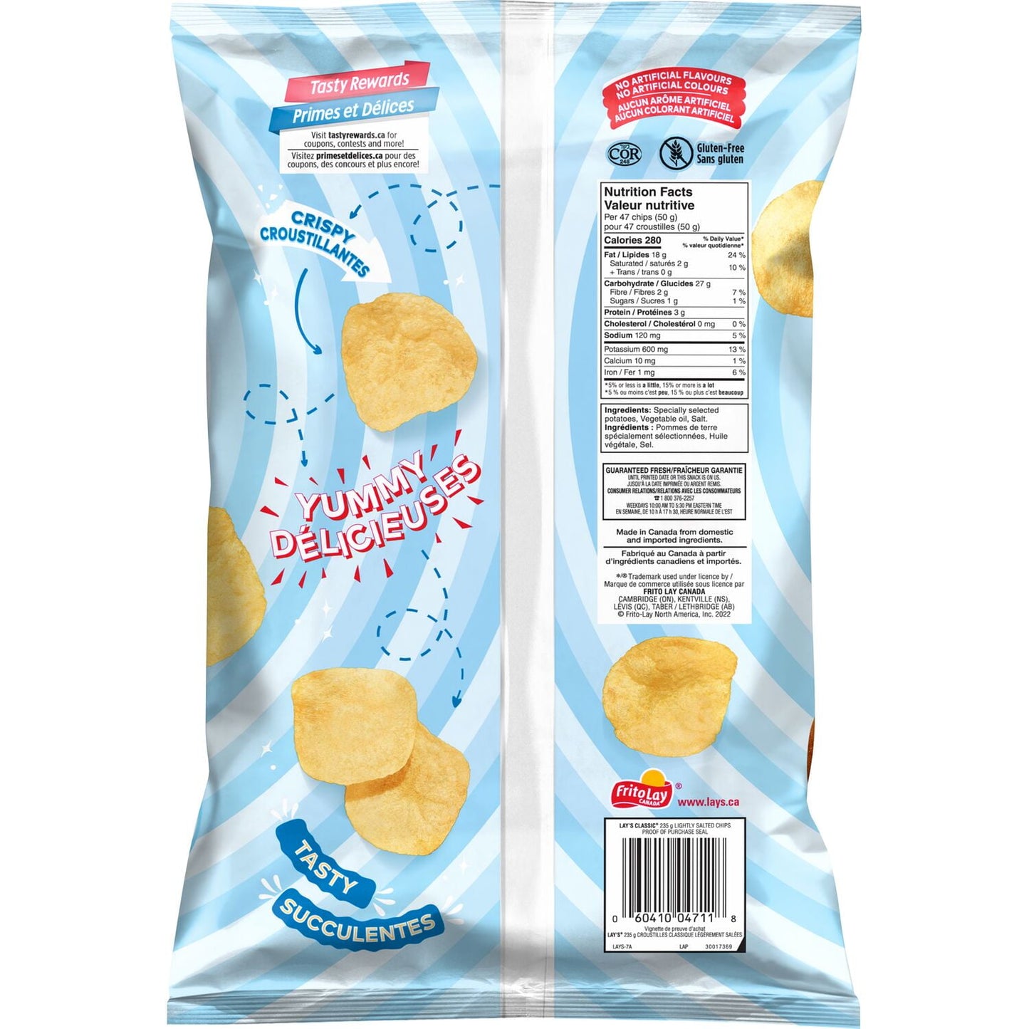 Lay's Lightly Salted Potato Chips, 235 g.