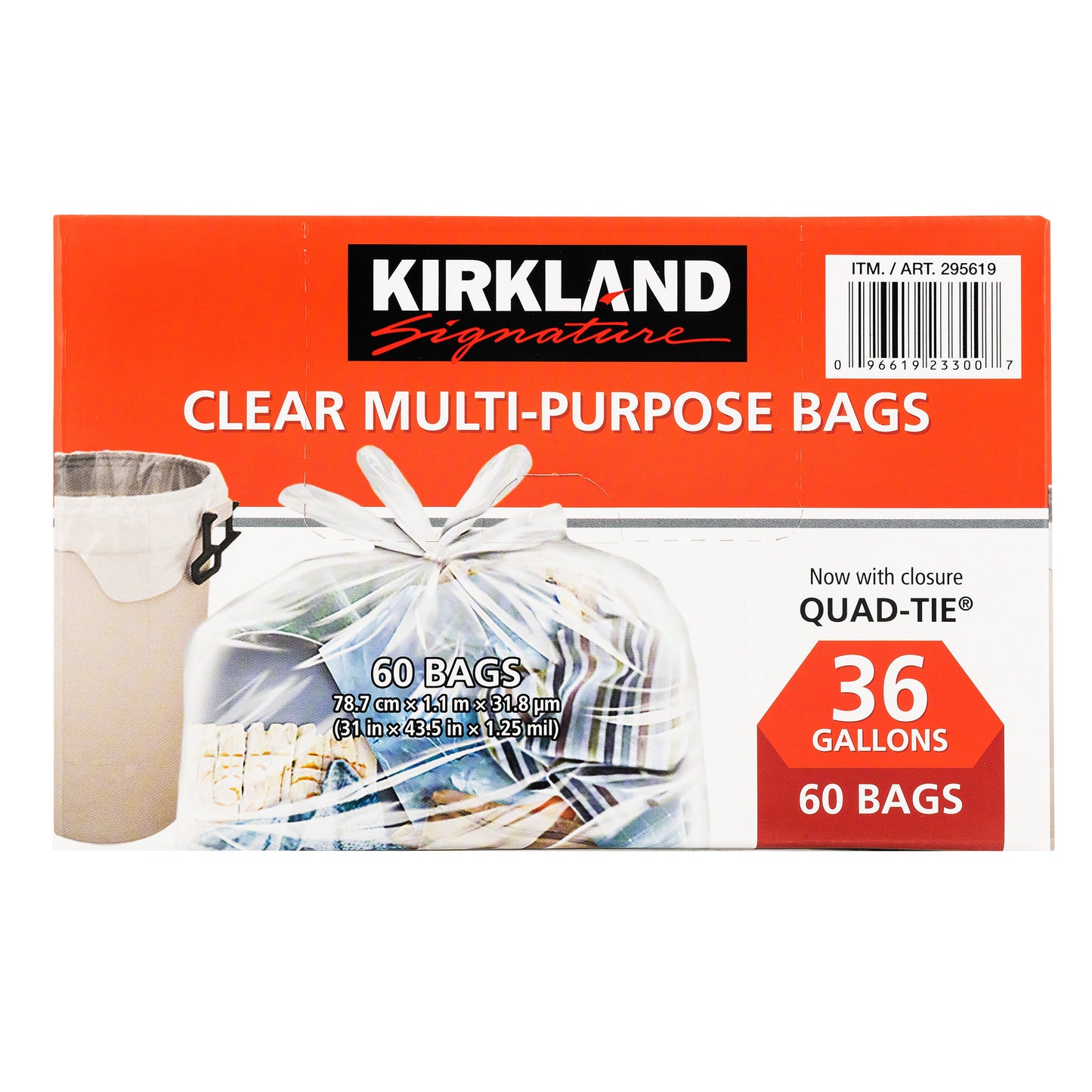 Kirkland Signature 四扣透明多用途购物袋,60 个装