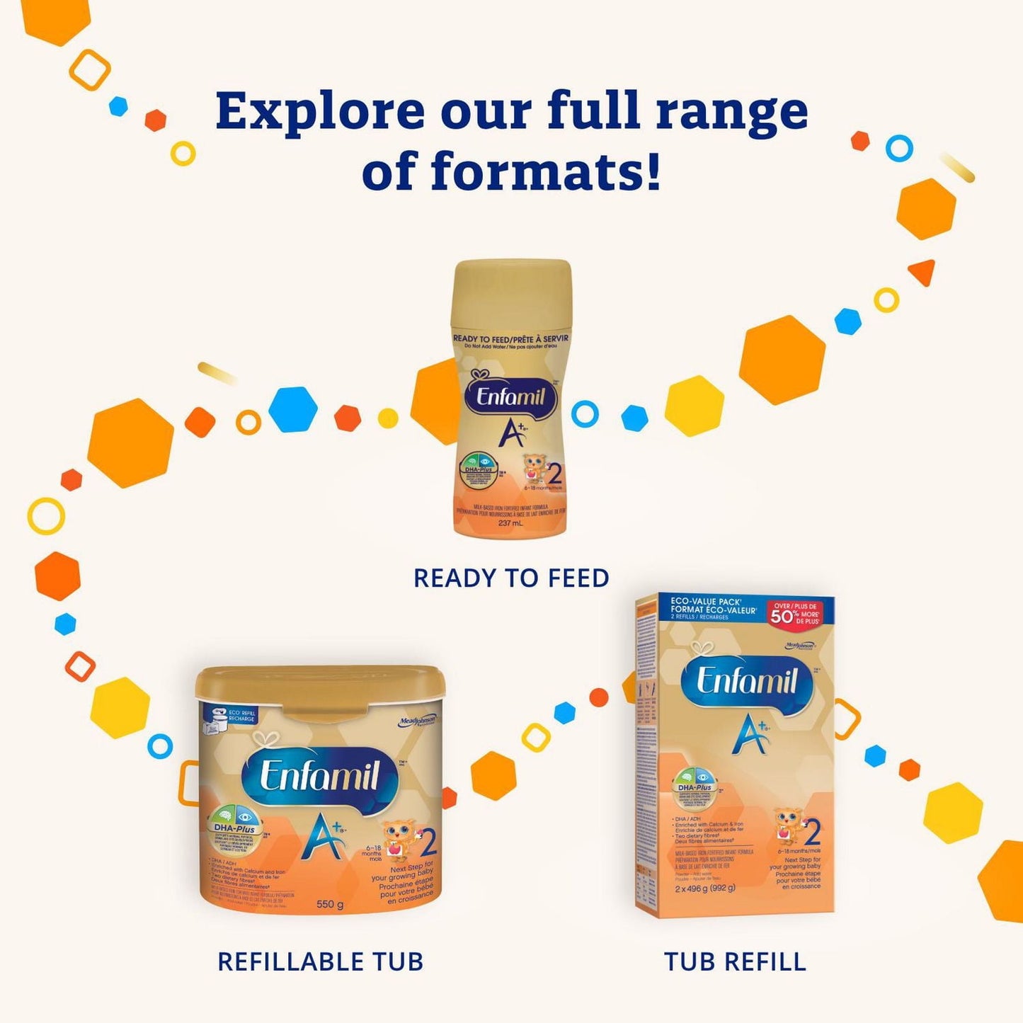 Enfamil A+ 2 嬰兒配方奶粉,專為 6-18 個月大的嬰兒設計,含有 DHA——大腦的重要組成部分,環保奶粉桶裝,550 克,550 克