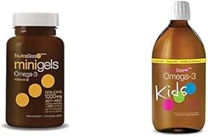 Nature's Way NutraSea Plus 维生素 D 清新薄荷味迷你凝胶,有益于心脏和大脑健康、强健骨骼和牙齿、支持免疫系统,以及儿童 Omega 3 补充剂泡泡糖