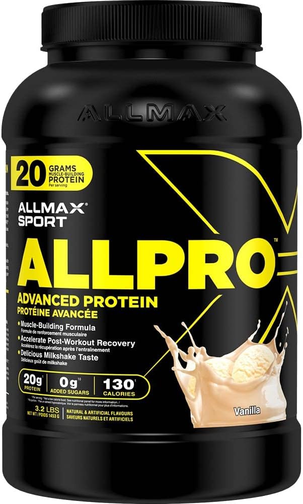 002 Allmax Sport Allpro 高級蛋白質 100% 乳清蛋白(香草口味,3.2 磅)