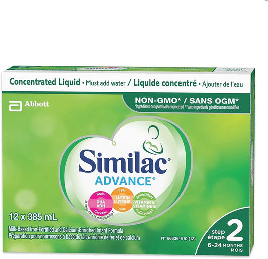 Similac Advance Step 2 非转基因婴儿配方奶粉,婴儿配方奶粉,浓缩液,6-24 个月,12x385 毫升,12 x 385 毫升