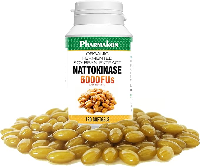 002 PHARMAKON Nattokinase, Bioavailable Softgels, Organic Fermented Soybean Extract, 6000 FU per Serving