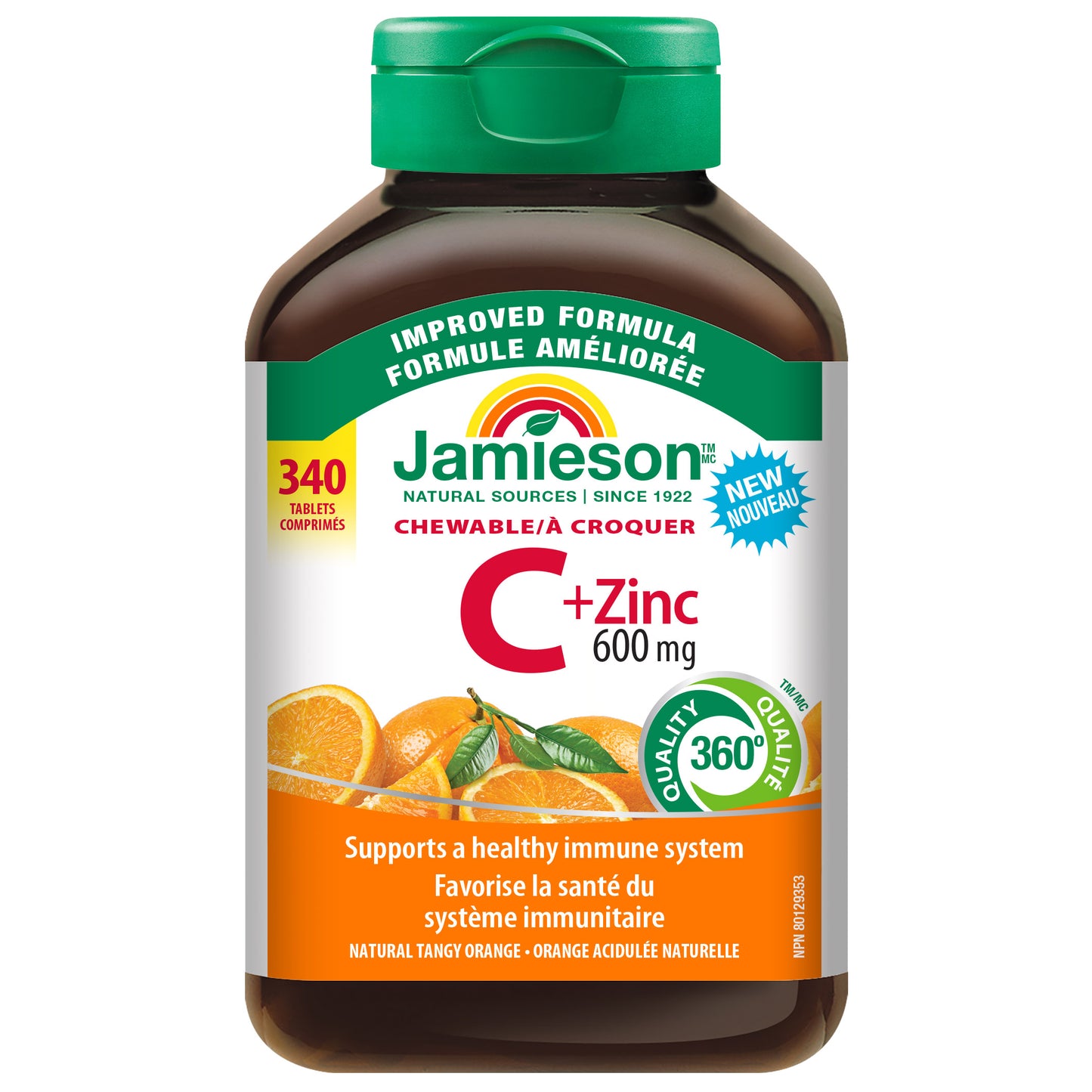 Jamieson 咀嚼型维生素 C + 锌,600 毫克,340 片