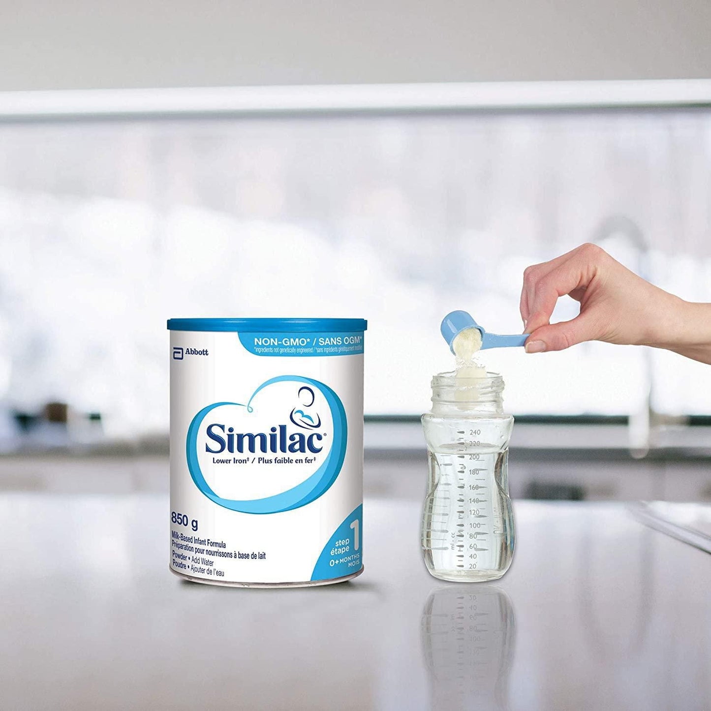 Similac 低鐵非基因改造嬰兒配方奶粉,新生兒配方奶粉,0+ 個月,850 克,850 克