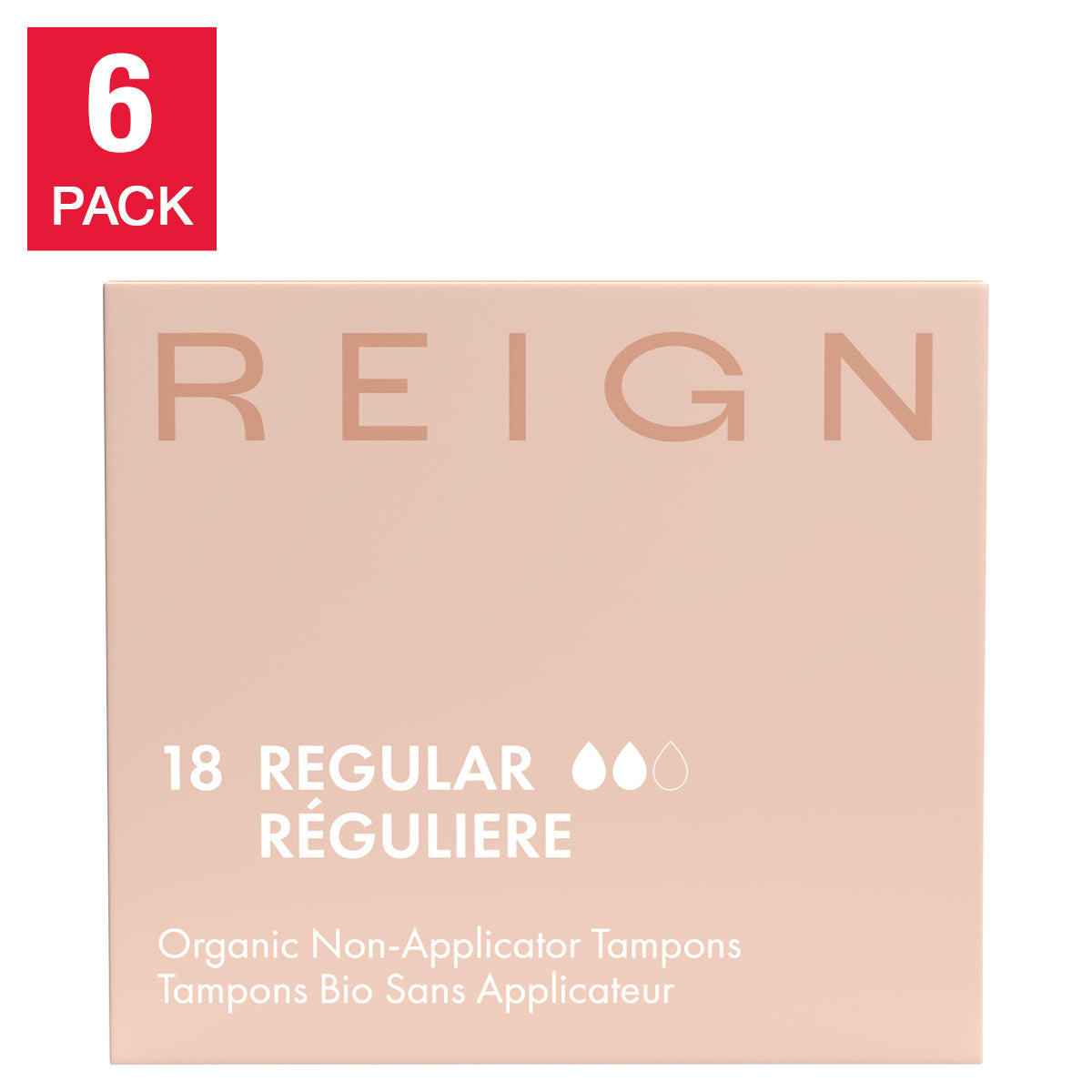 Reign Wellness 有机无导管卫生棉条,6支装