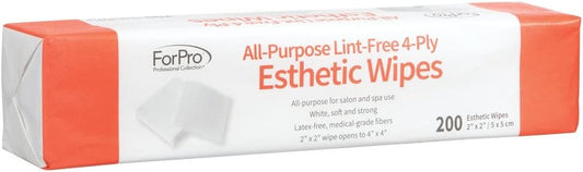 ForPro All-Purpose Lint-Free 4-Ply Esthetic Wipes, for Salon and Spa Use, Soft, Strong and Durable, Latex-Free, Medical-Grade Fibers, 2” x 2”, 200-Count (Pack of 6)