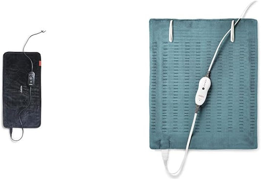 Sunbeam AdvancedHeat 加熱墊,特大號,黑色 & 高級 XXL 尺寸加熱墊,帶緊湊存儲 | 電熱墊,適用於背痛和較大肌肉群 | 4 種加熱設置