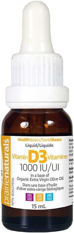 Prairie Naturals 液體維生素 D3 膽鈣化醇 1,000iu 15ml,1 瓶