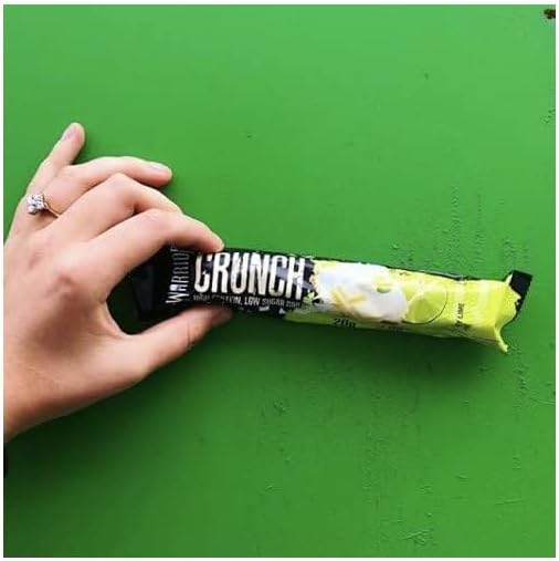Warrior Crunch - 高蛋白棒 - 每条含 20 克蛋白质 - 低碳水化合物、低糖零食 - 12 包 x 64 克 - 黑巧克力花生酱
