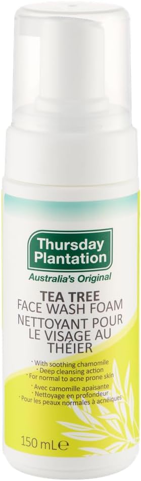 Thursday Plantation Tea Tree Face Wash Foam - Daily Foaming Facial Cleanser & Makeup Remover for Oily, Dry & Sensitive Skin - For Men & Women - 150ml