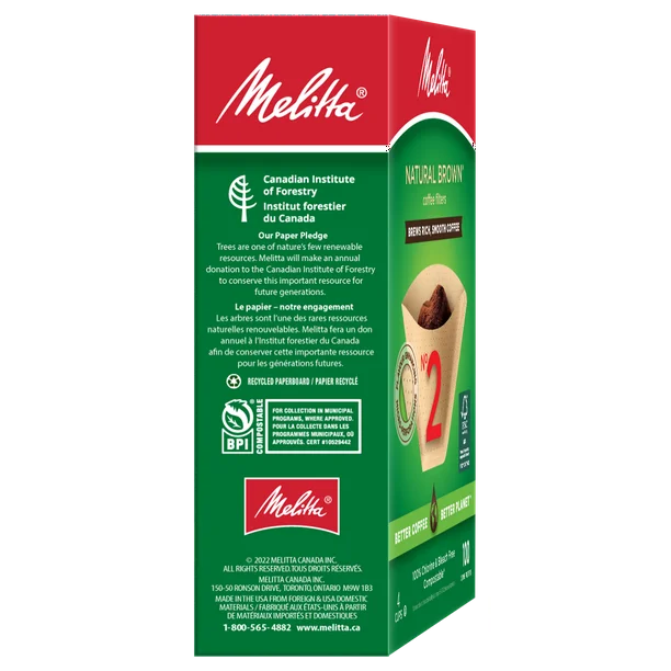 004-Melitta Natural Brown #2 Coffee Filters, 100 Count