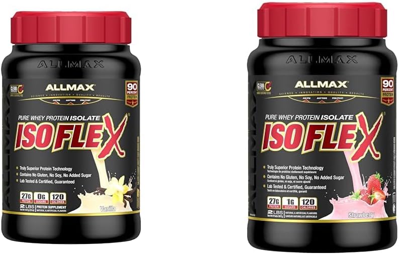 ALLMAX Nutrition, Isoflex 100% 超纯乳清分离蛋白,香草味,2 磅,生莓味,2 磅