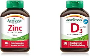 Jamieson Laboratories 鋅 50 毫克,100 片(1 包)和維生素 D 2500IU 全新 180 片