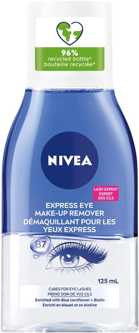 NIVEA Express Eye-Makeup Remover, 125ml & Micellar Water Amino Acid Complex for Dry and Sensitive Skin | Cleanser and Makeup Remover