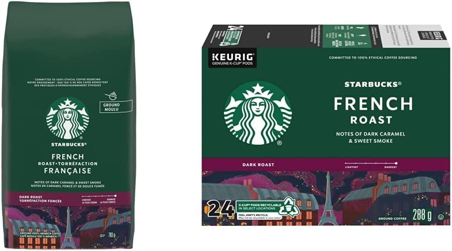 星巴克法式烘焙研磨咖啡,793 克,法式烘焙,深度烘焙咖啡,單份 Keurig K-Cup 膠囊,24 粒