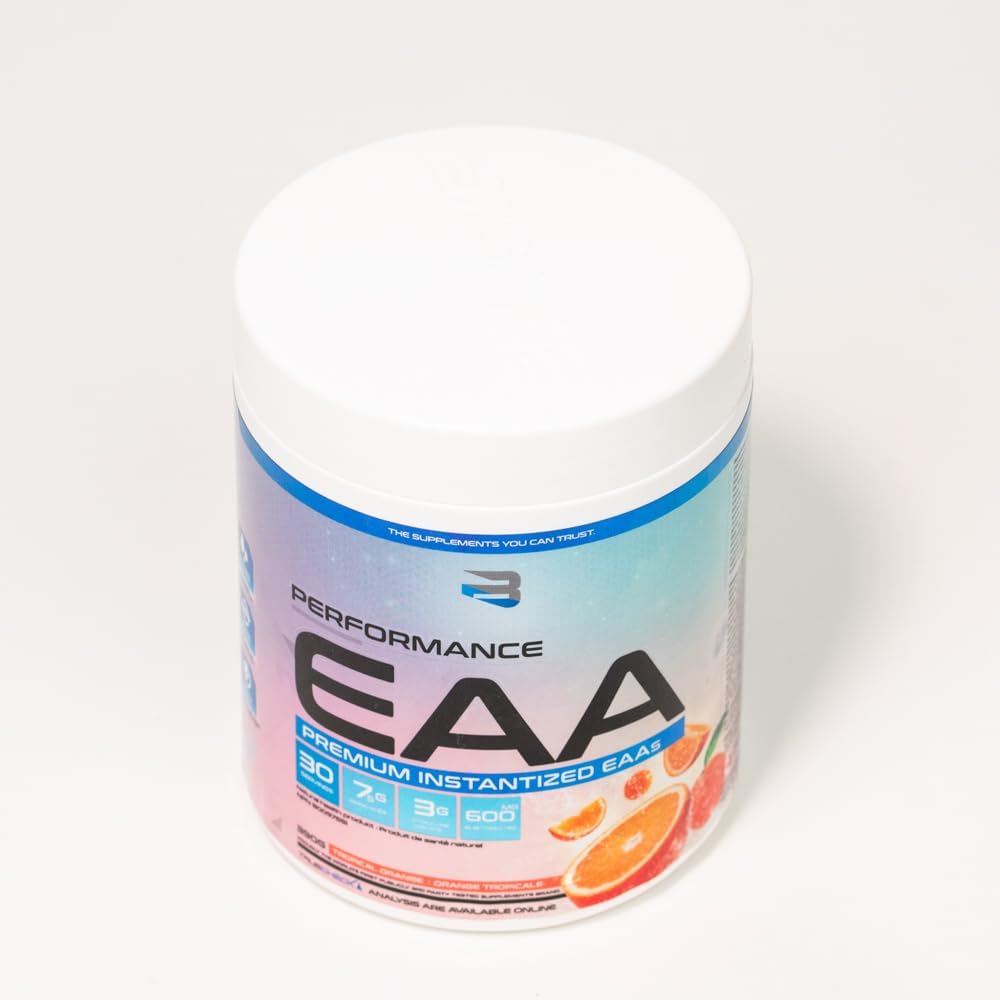 Believe Supplements 高性能 EAA - 必需氨基酸配方 | 促进肌肉恢复、性能和补水 | 提供无糖美味口味!(30 份,热带橙味)