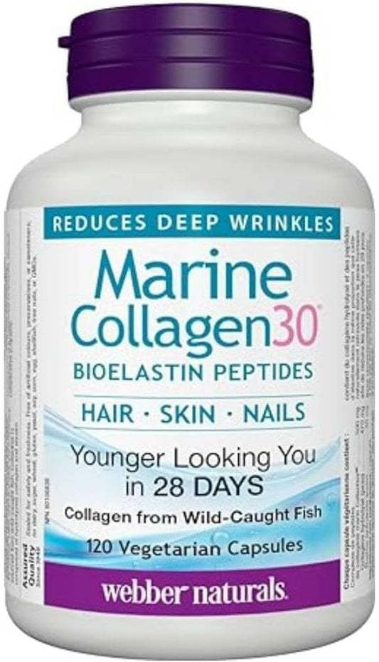 Webber Naturals Collagen30 海洋生物彈性蛋白勝肽 + Webber Naturals 生物素 10,000 微克超強效