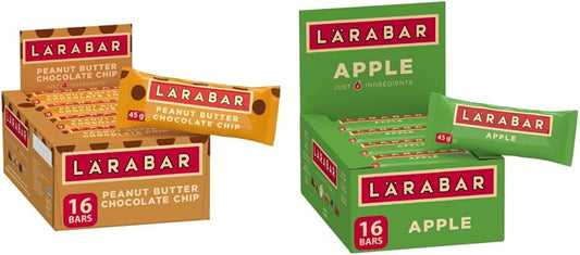 Larabar Gluten Free Peanut Butter Chocolate Chip Fruit and Nut Energy Bar, 16-Count, 720 Gram & Gluten Free Apple Fruit and Nut Energy Bar,16-Count, 720 Gram