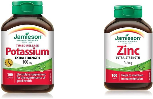 Jamieson Potassium 100mg 100 Caplets & Laboratories Zinc 50 Mg, 100 Count (Pack of 1)