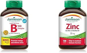 B100 复合超强定时释放 - 加量装,非转基因,无麸质 & Laboratories 锌 50 毫克,100 粒(1 包)