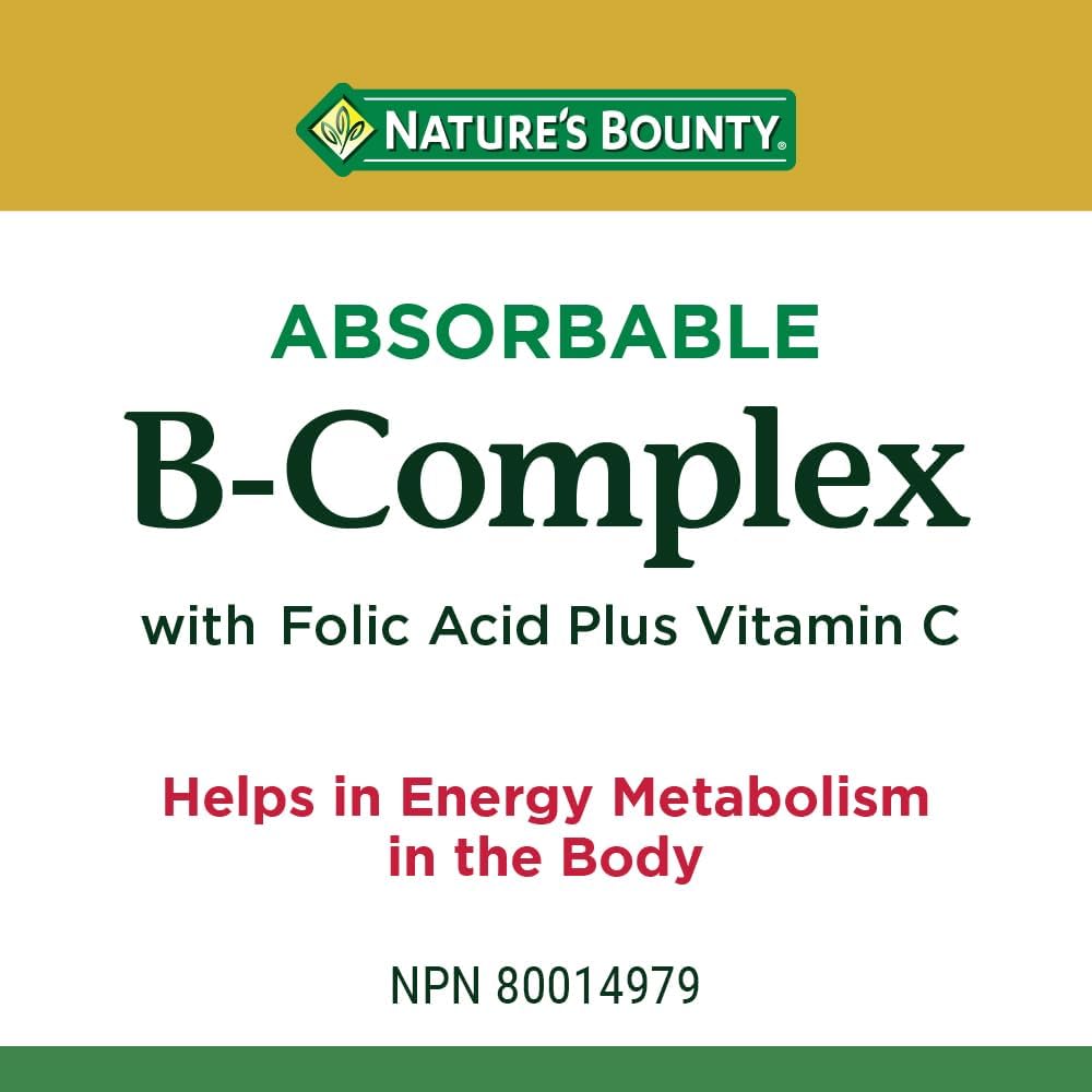 Nature's Bounty 蔓越莓丸,含维生素 C 草本保健品和 B 族复合物,含叶酸和维生素 C,有助于代谢碳水化合物,100 粒软胶囊