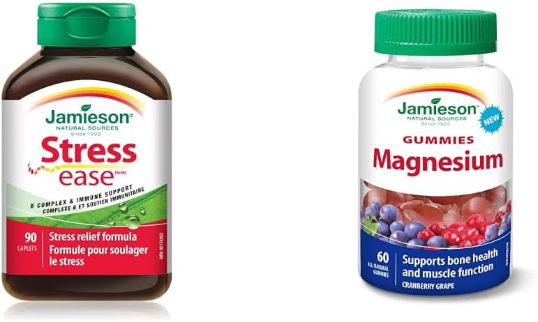 Jamieson Stressease 90 粒膠囊和鎂軟糖 - 蔓越莓葡萄口味,60 顆(1 包)