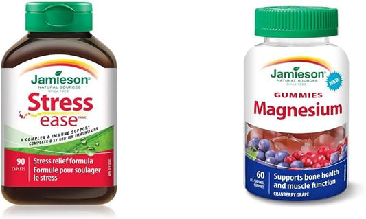 Jamieson Stressease 90 粒膠囊和鎂軟糖 - 蔓越莓葡萄口味,60 顆(1 包)