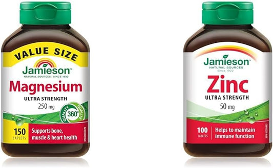 Jamieson 鎂 250 毫克超強效 - 超值裝 & Laboratories 鋅 50 毫克,100 粒(1 包)