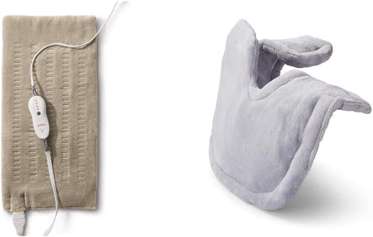 Sunbeam 高級特大號加熱墊,帶緊湊收納功能 + Sunbeam Renue 熱敷帶,緩解頸部和肩部緊張