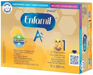 Enfamil A+ Baby Formula, with Brain Building DHA, Concentrated Liquid, Age 0-12 Months, 385mL x 12 Cans