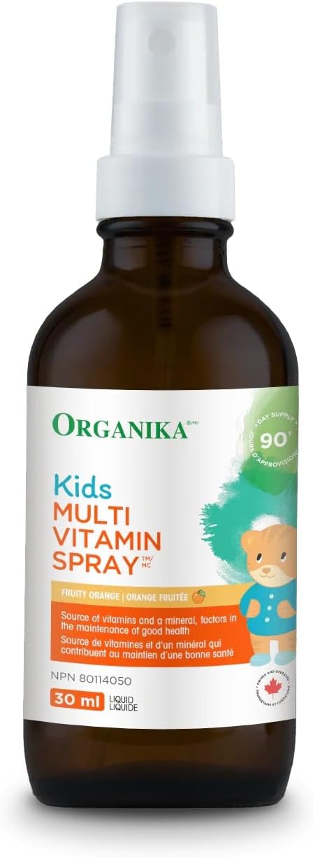 Organika 加拿大制造儿童复合维生素喷雾 - 橙味 - 建议年龄 1-3 岁 - 30 毫升