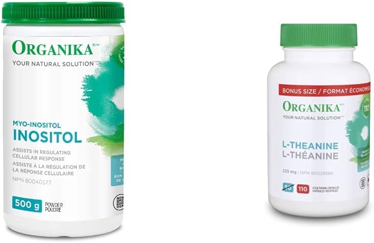 Organika 肌醇(肌醇)500克 | L-茶氨酸加量裝 110 粒膠囊 - 細胞反應、情緒平衡和放鬆