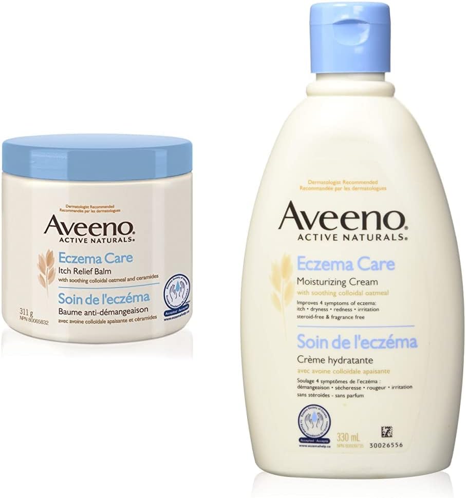 Aveeno Lotions 湿疹护理止痒膏、含胶体燕麦的湿疹治疗霜(311 克)和湿疹护理保湿霜(瘙痒皮肤、干性皮肤、敏感性皮肤、皮肤护理)330 毫升