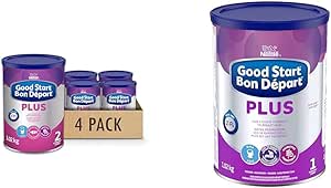 NESTLÉ GOOD START Plus 2 Baby Formula, Powder, 6+ Months, 1.02 Kg, 4 Count & PLUS 1 Powder Baby Formula, Easy to Digest, Contains DHA For Brain & Eye Development, Probiotics and 2'-FL, Powder, 1.02kg