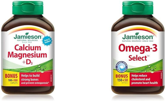 Jamieson Calcium Magnesium and Vitamin D3 & Omega-3 Select 1,000 mg