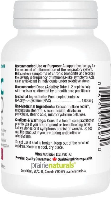 Prairie Naturals NAC 100 N-乙醯基-L-半胱胺酸 - 60顆膠囊 - 預防維生素E缺乏症。富含抗氧化劑,可對抗/保護體內自由基,並保護體內組織中的脂肪免於氧化。非基因改造,不含麩質…