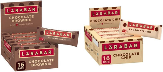 Larabar Gluten Free Chocolate Brownie Fruit and Nut Energy Bar, 16-Count, 720 Gram & Gluten Free Chocolate Chip Fruit and Nut Energy Bar, 16-Count, 720 Gram